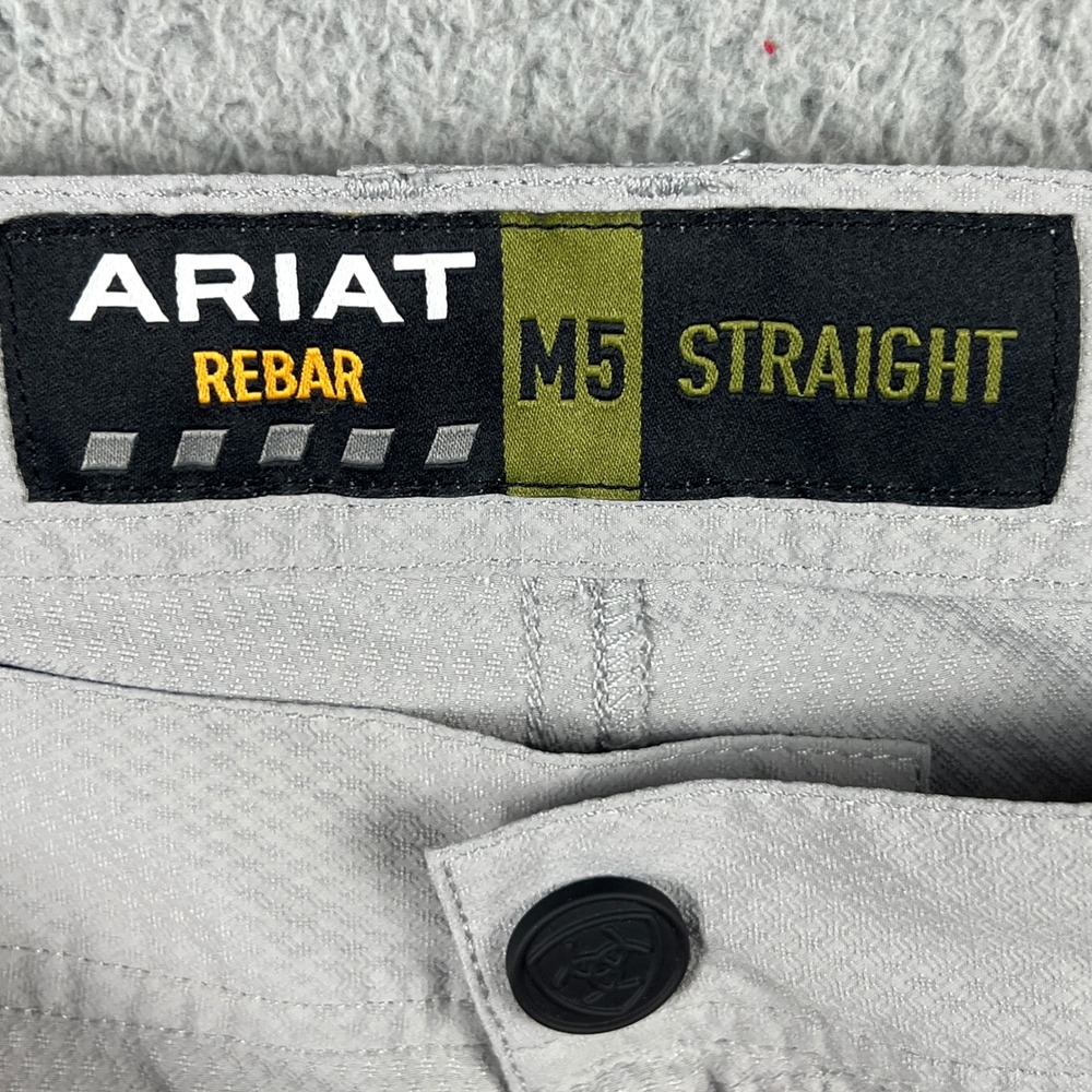 Ariat Rebar M5 Straight Mens Work Shorts Gray Size 34 Cargo Zipper Pocket - Picture 7 of 12